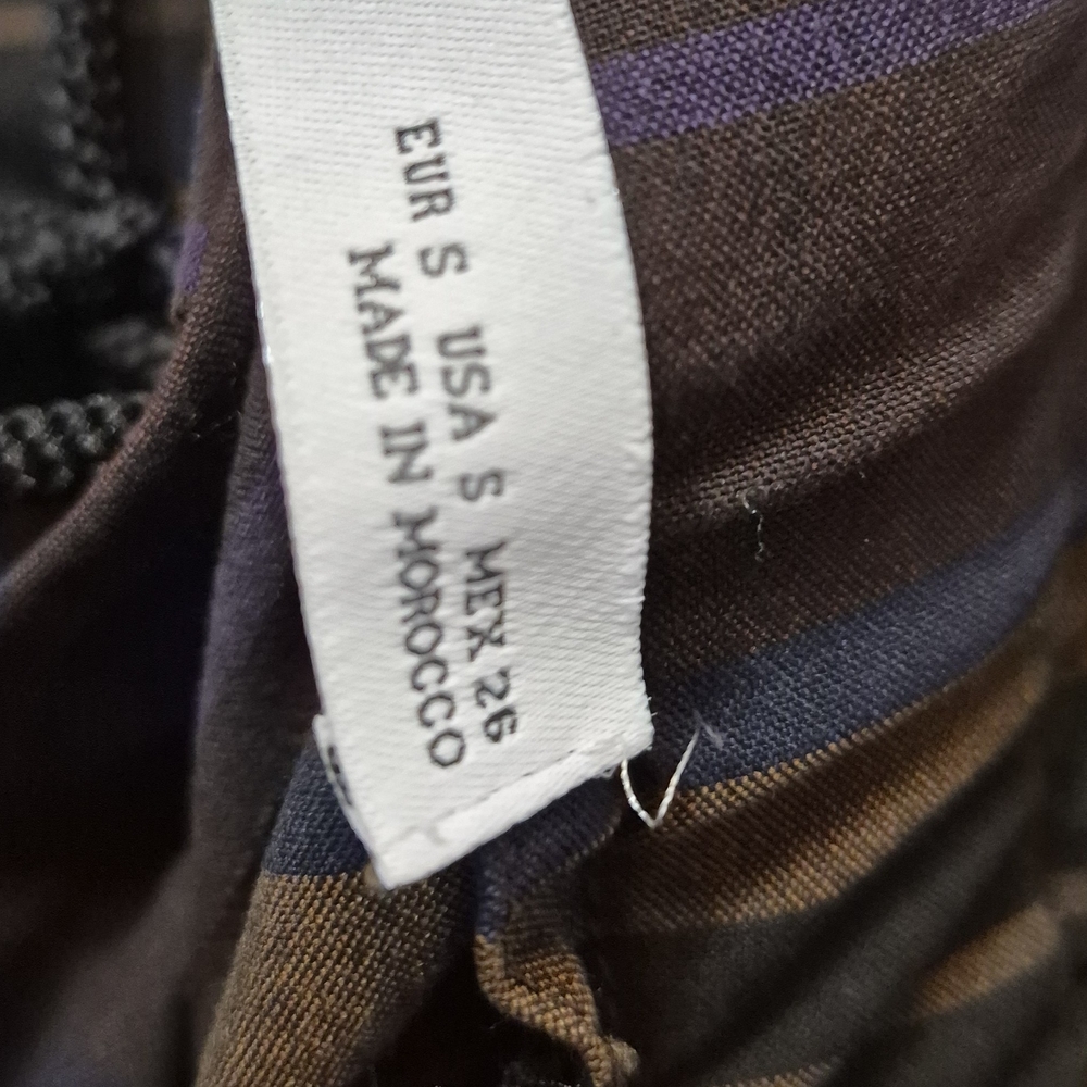 Zara Small High-Rise Striped Paperbag Trousers in Brown and Black - Picture 8 of 8